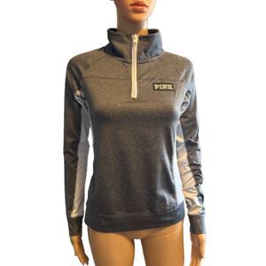 Victoria's Secret PINK Ultimate Quarter Zip Pullover Jacket size XS Gray E86